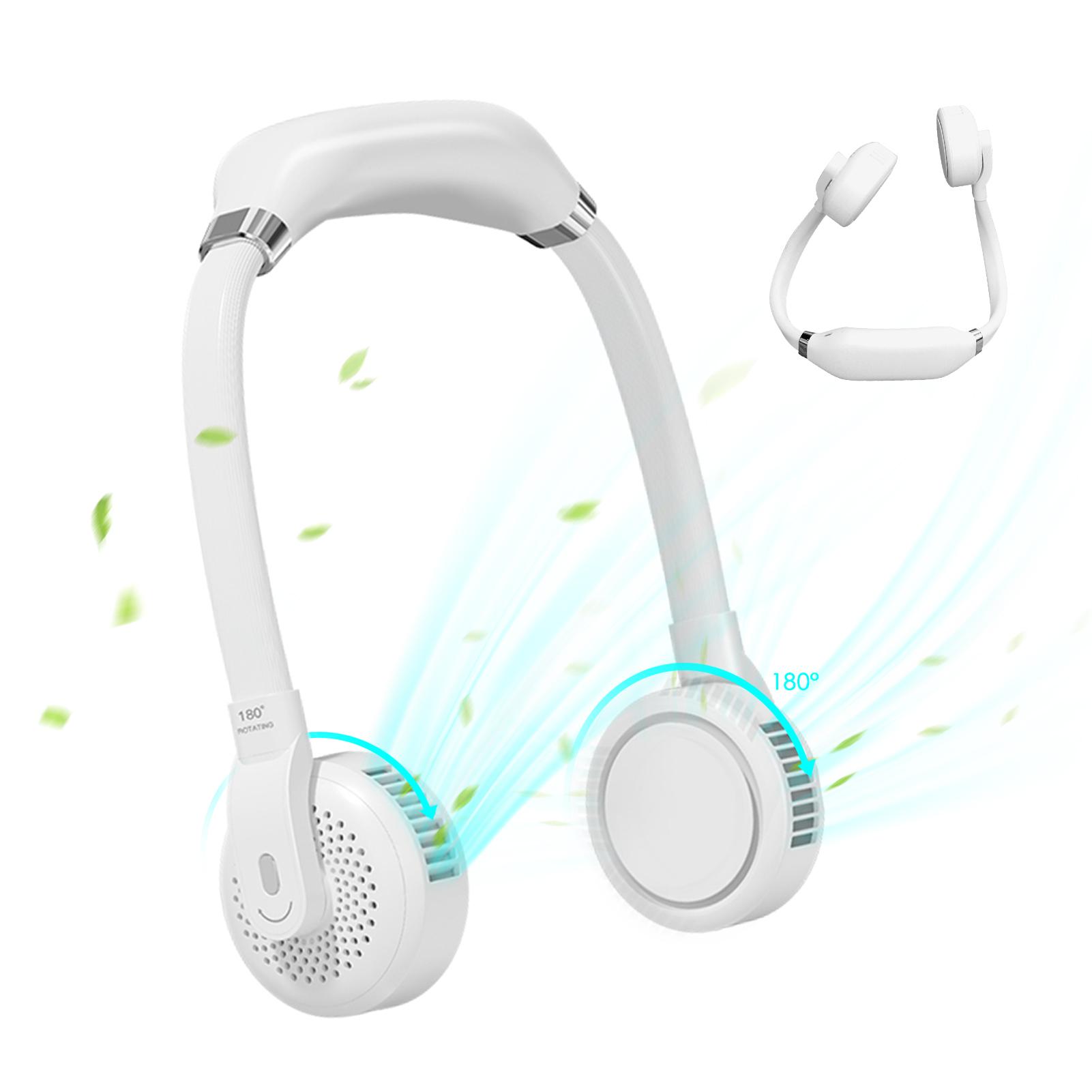 Quạt cổ rảnh tay làm mát 360 độ và lỗ thoát khí có thể xoay 180 độ với chất liệu silicone và ABS thân thiện với da