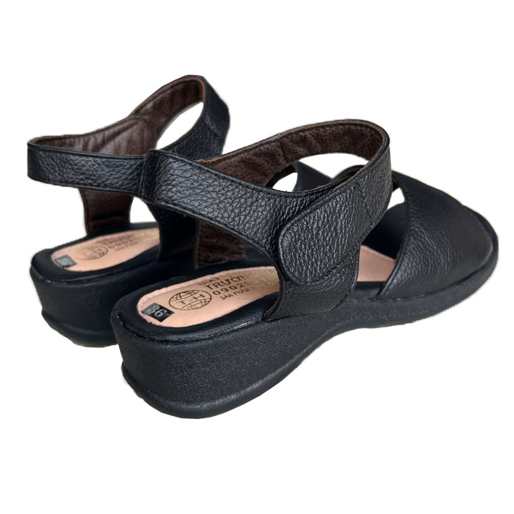 Sandal nữ đế bằng ngang một bản da bò mềm mại cao 4cm Trường Hải SDN135Đ