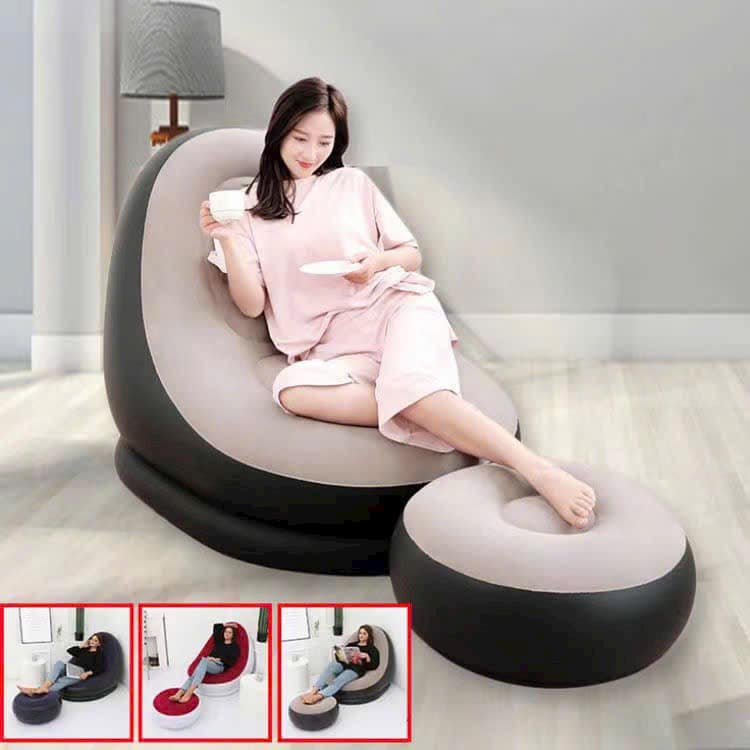 Ghế đệm hơi tựa lưng tặng kèm bơm điện 2 chiều