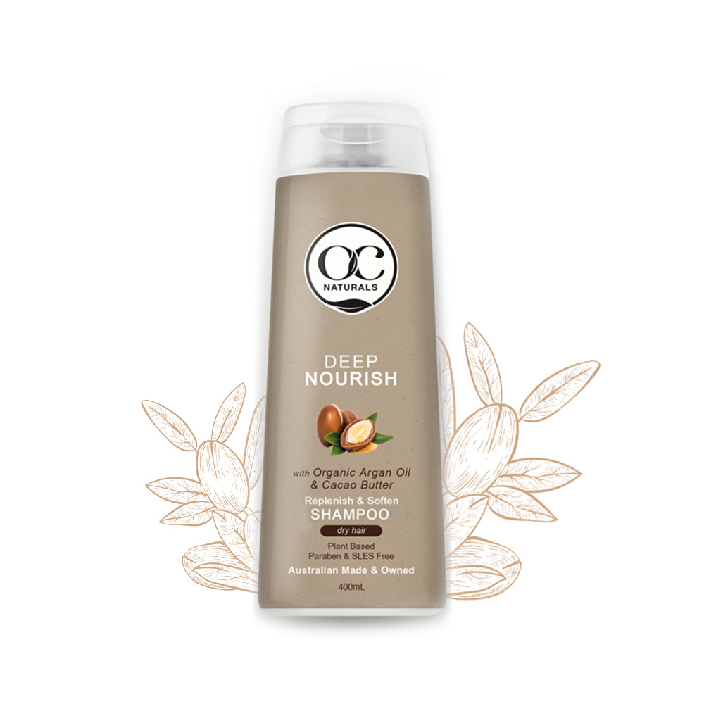 Dầu gội chăm sóc tóc chuyên sâu chiết xuất dầu argan và cacao OC Naturals 400ml