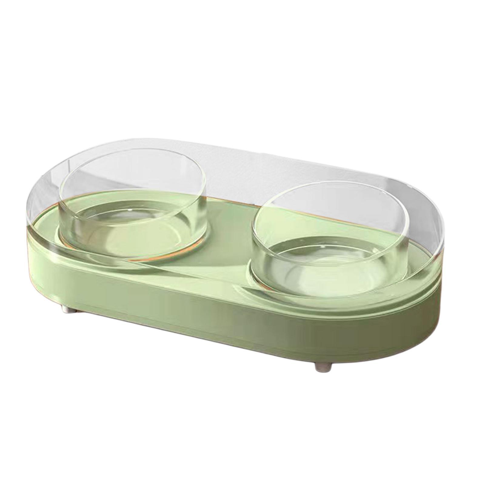 Glass Double Cat Water and Food Bowls Pet Feeder Waterer Pet Dispenser