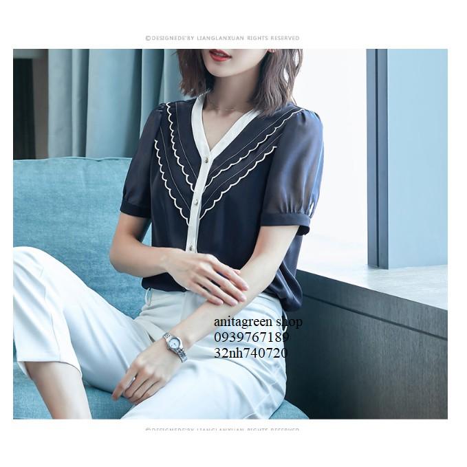 Nh740720-SƠ MI NỮ VIỀN MÀU NỔI BẬT