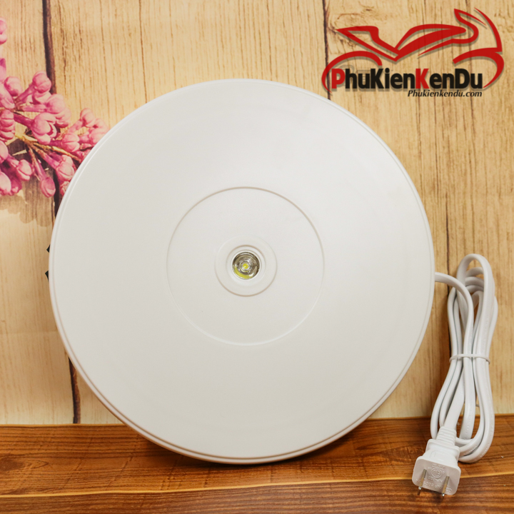 ĐẾ XOAY, BÀN XOAY TRƯNG BÀY SẢN PHẨM 25CM TẢI 10KG, DÙNG ĐIỆN 220V- Màu Trắng
