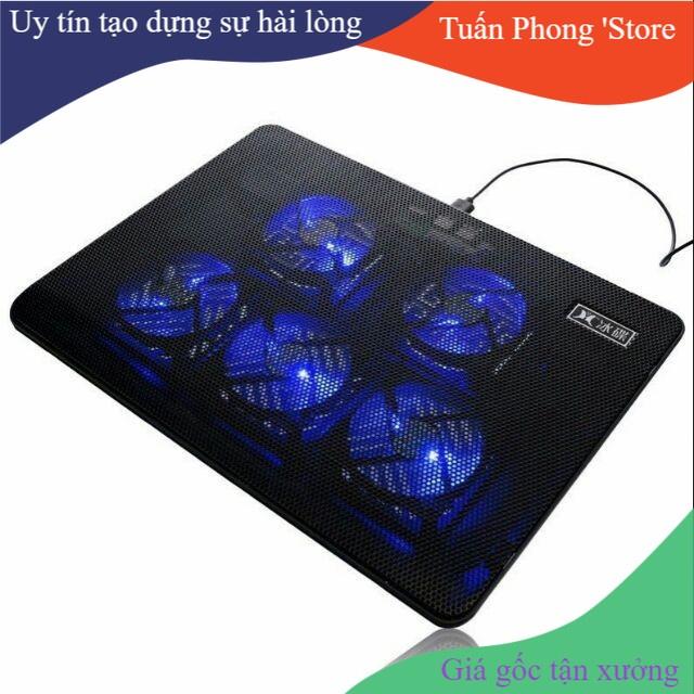 Đế Tản Nhiệt Laptop 5 Quạt Lớn Cooling Pad V5 Có Led FREESHIP TP'S