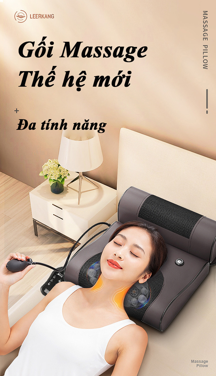 Gối massage kiêm tựa lưng massage phiên bản nâng cấp tích hợp nhiệt hồng ngoại cùng điều kiển cầm tay tiện lợi Hàng Chính Hãng