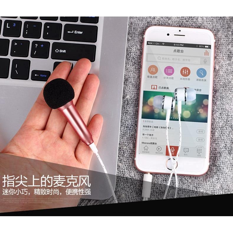 Micro cầm tay Karaoke cho điện thoại di động PC có tai nghe