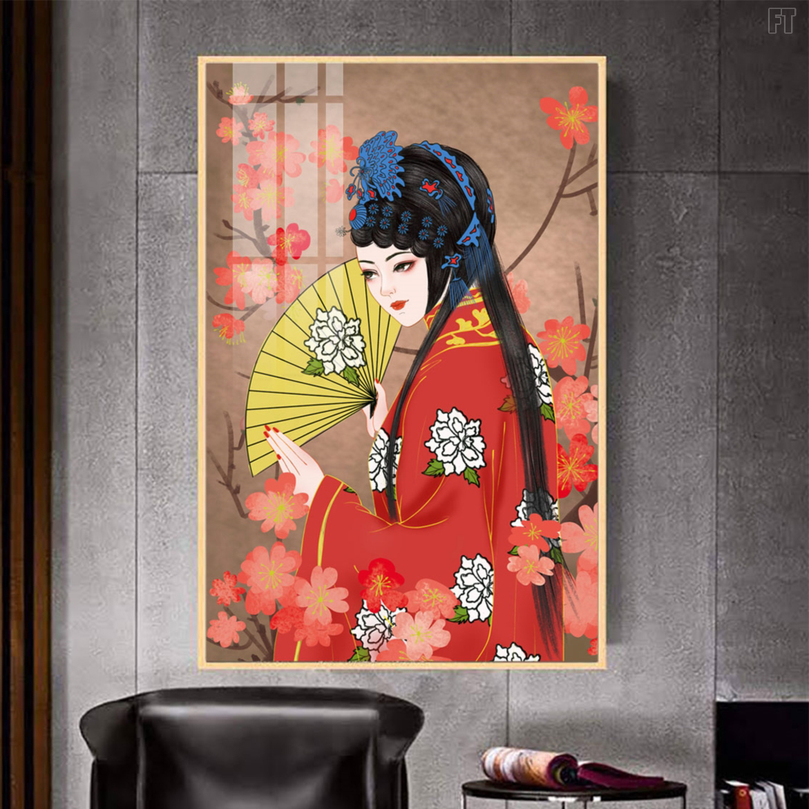 Tranh In Vải Canvas Khung Composite - Tranh Đơn Cô Gái Trung Hoa Xinh Đẹp
