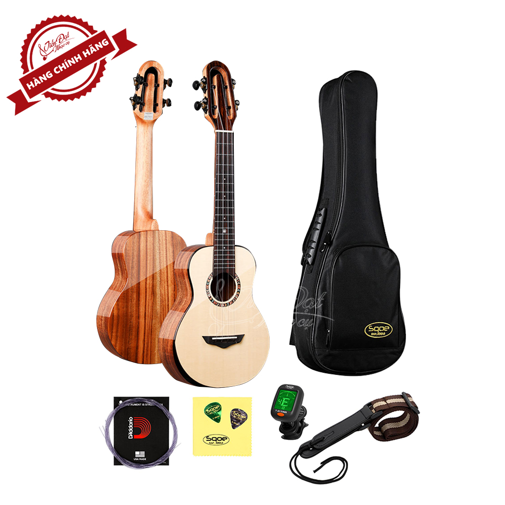 Đàn Ukulele Concert SQOE SQ UK-2430C, Gỗ Vân Sam Nguyên Tấm, Kèm Quà Tặng - Hàng Chính Hãng