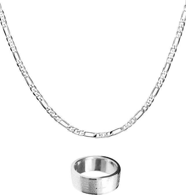 Combo Nhẫn Thép Titan Và Dây Chuyền Mạ Bạc Thời Trang Nam Nữ