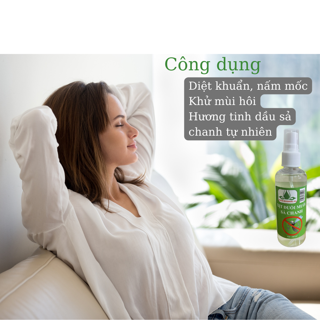 Xịt muỗi Sả Chanh Adeva Noni 100ml - Chỉ từ tinh dầu sả chanh và cồn nguyên chất, xua đuổi ruồi muõi côn trùng, An toàn cho trẻ em