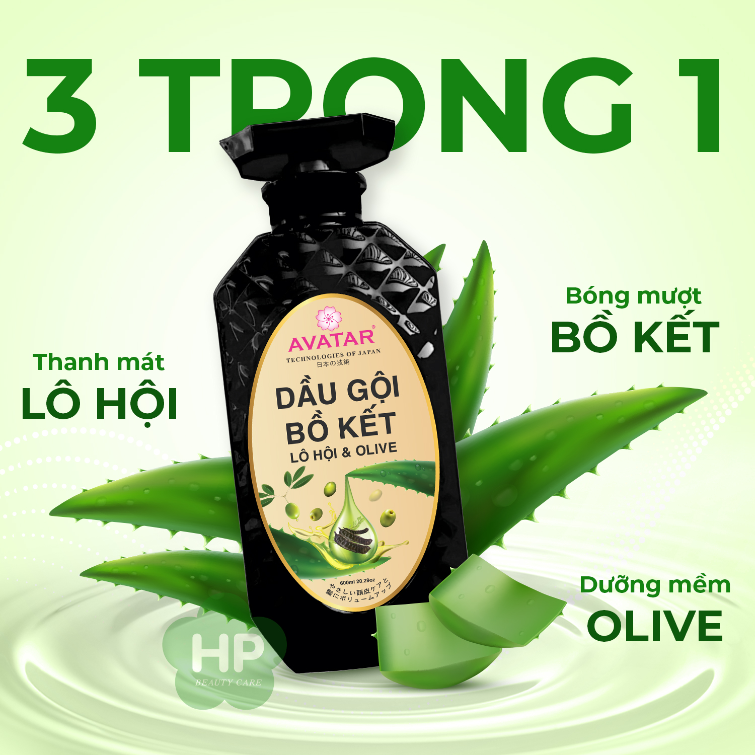 Dầu Gội Phục Hồi Tóc Suôn Mượt Avatar Bồ Kết Lô Hội Và Olive 600mL