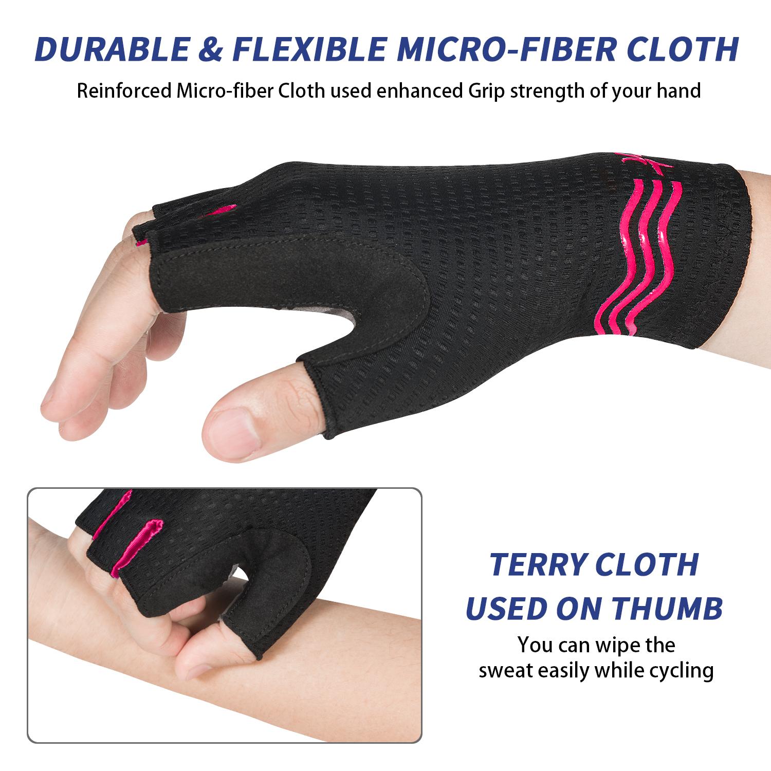 Găng tay đi xe đạp Moreok Half Finger Bike Bike Găng tay SBR Padded Shockproof MTB Road ROAD MTB Găng tay xe đạp cho nam giới phụ nữ Color: MT007Red Size: XL