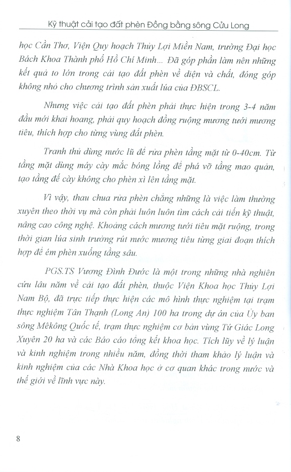 Kỹ Thuật Cải Tạo Đất Phèn Đồng Bằng Sông Cửu Long