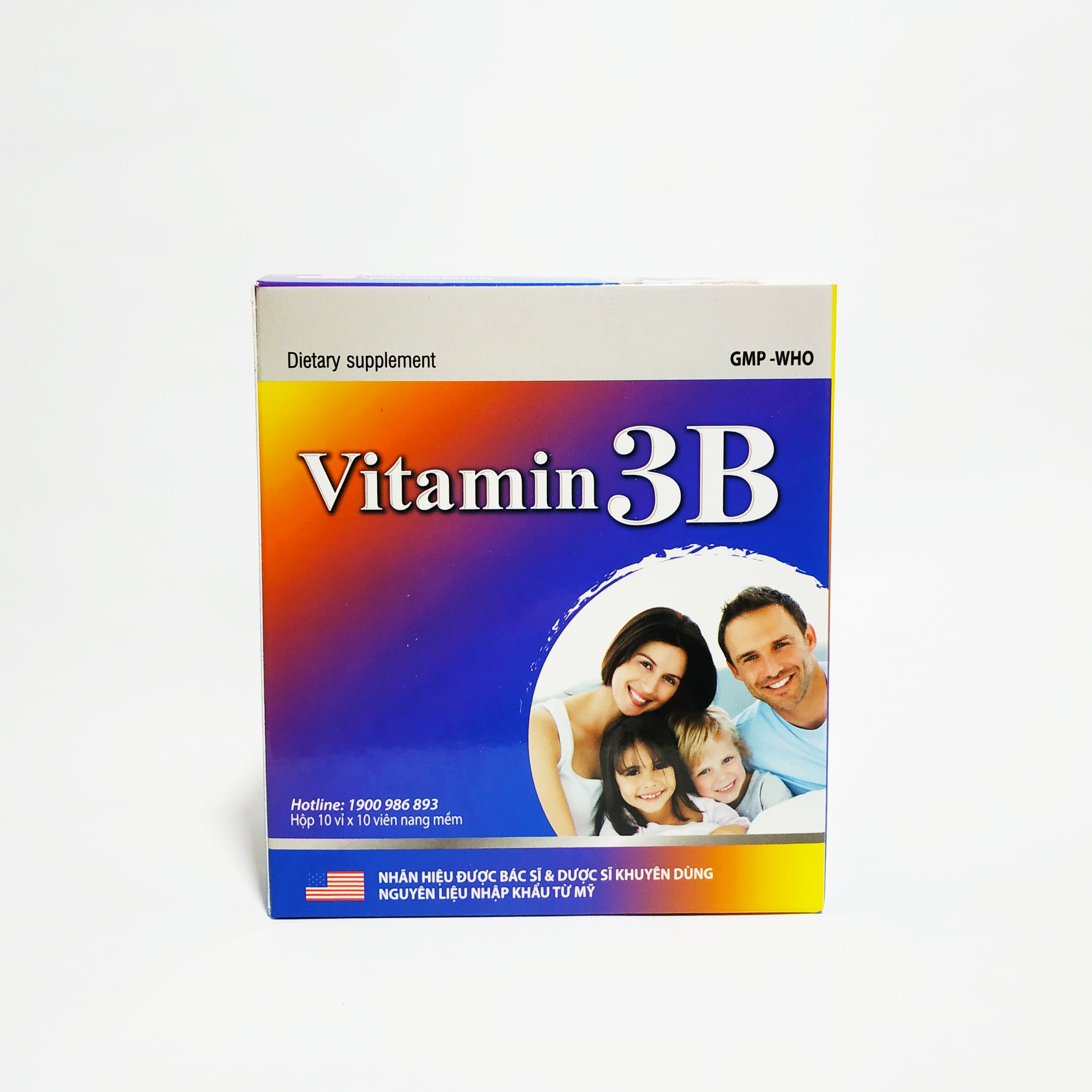 Vitamin 3B Nguyên Liệu Nhập Khẩu Mỹ - Bổ Sung Các Vitamin Nhóm B - Bồi Bổ Sức Khỏe - Giảm Đau Dây Thần Kinh - Hộp 100 Viên