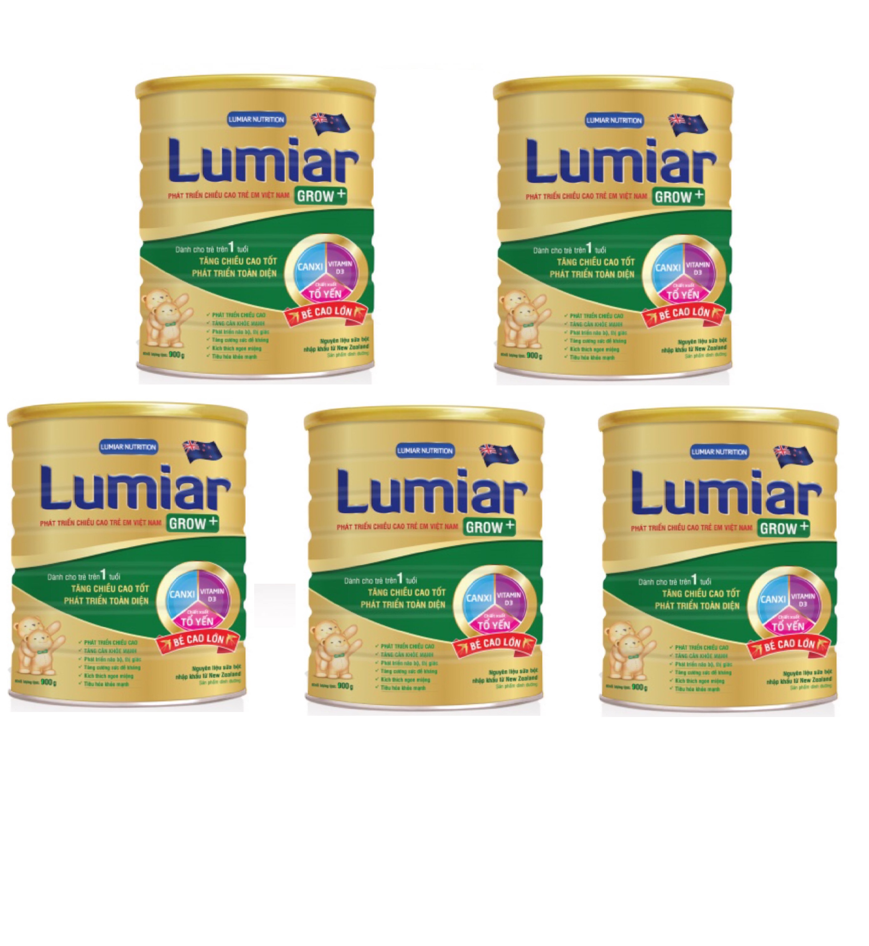Combo 5 lon Sữa bột Lumiar Grow lon 800g - Sản phẩm tăng chiều cao tốt phát triển toàn diện