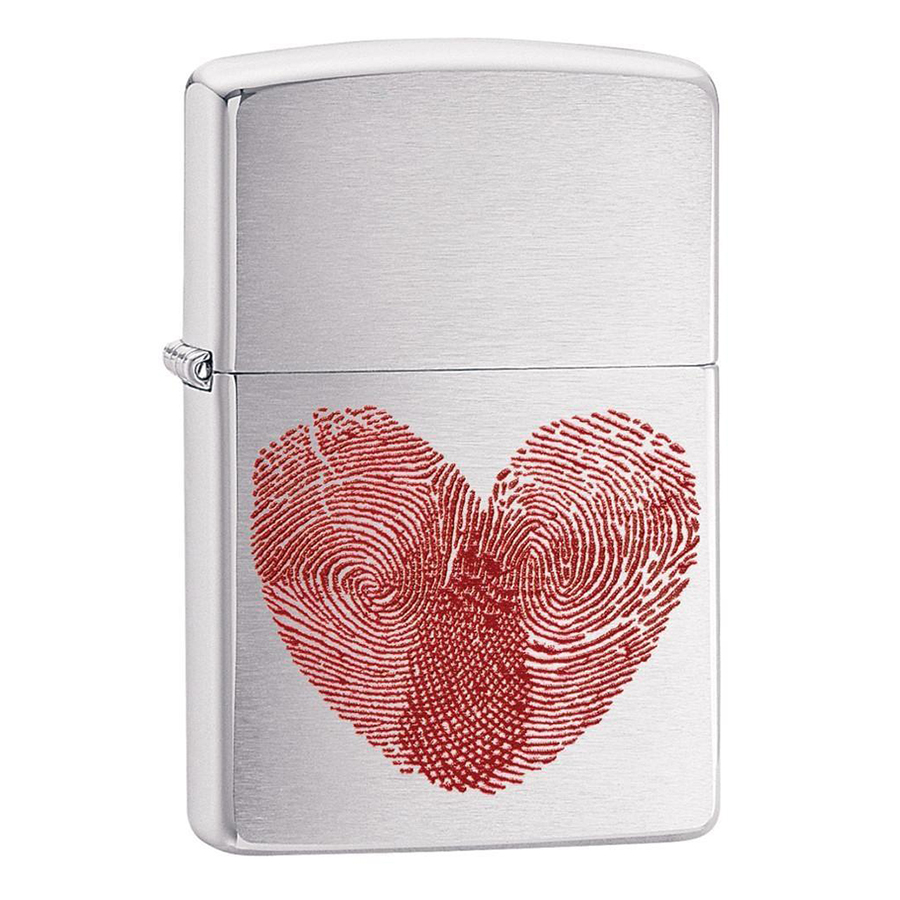 Bật Lửa Zippo 29068 - Bật Lửa Zippo Heart Thumbprints Brushed Chrome