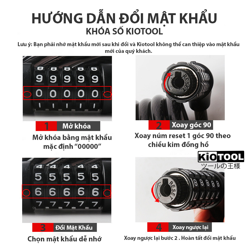 Khóa xe đạp Kiotool mật mã 5 số chống trộm