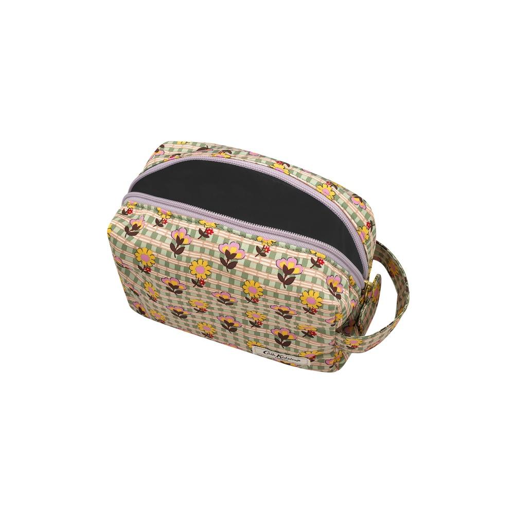 Cath Kidston - Túi đựng mỹ phẩm/Recycled Rose Beauty Bag - Check Ditsy - Green -1049572