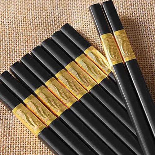 Đũa - Combo 30 Đôi Đũa Khảm Vàng - Đũa Ăn Viền Vàng - Đũa Ăn Cơm - Đũa Ăn Đen Viền Vàng - Loại Tốt