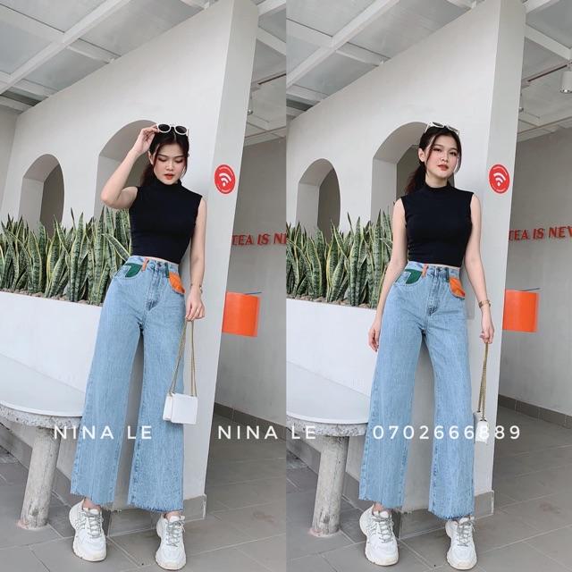 Quần jeans ống rộng túi 2 màu- hình thật chính chủ