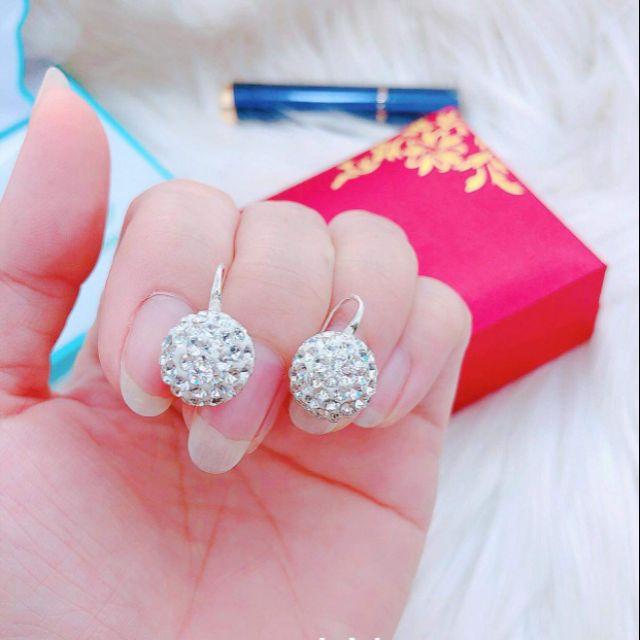 Bông tai móc câu pha lê bạc