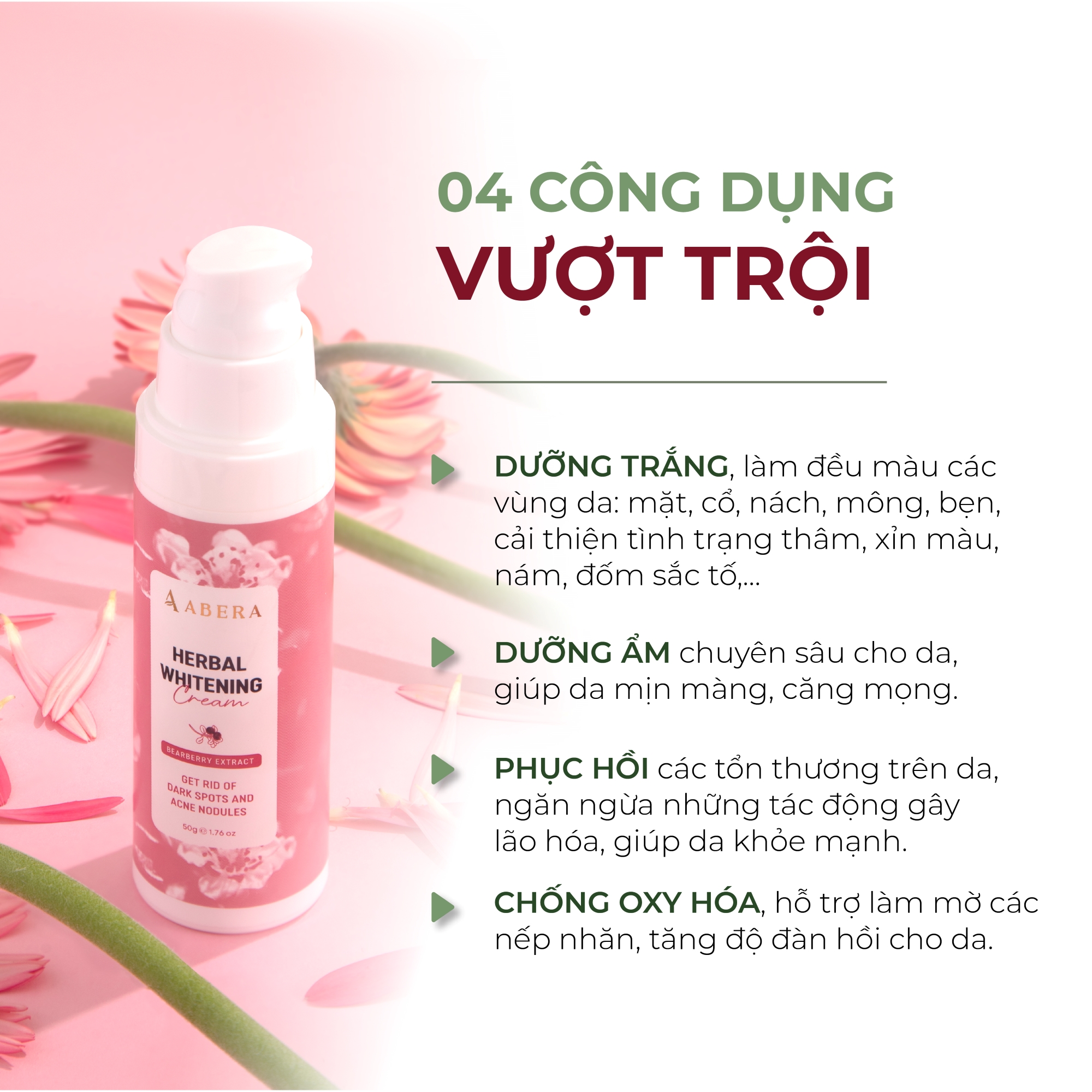 [COMBO 3] Kem Thâm Nách Abera 50ML- Mờ Giảm Thâm Vòng 3, Vùng Mông, Bẹn, Nách, Khuỷu Tay, Đầu Gối, Sau 21 Ngày