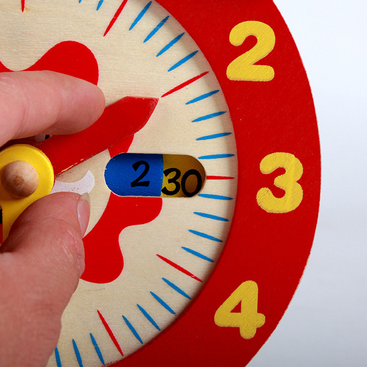 Đồng hồ bằng gỗ Giáo cụ Montessori đồ chơi trẻ em học cách xem kim giờ kim phút học phép tính cộng và trừ