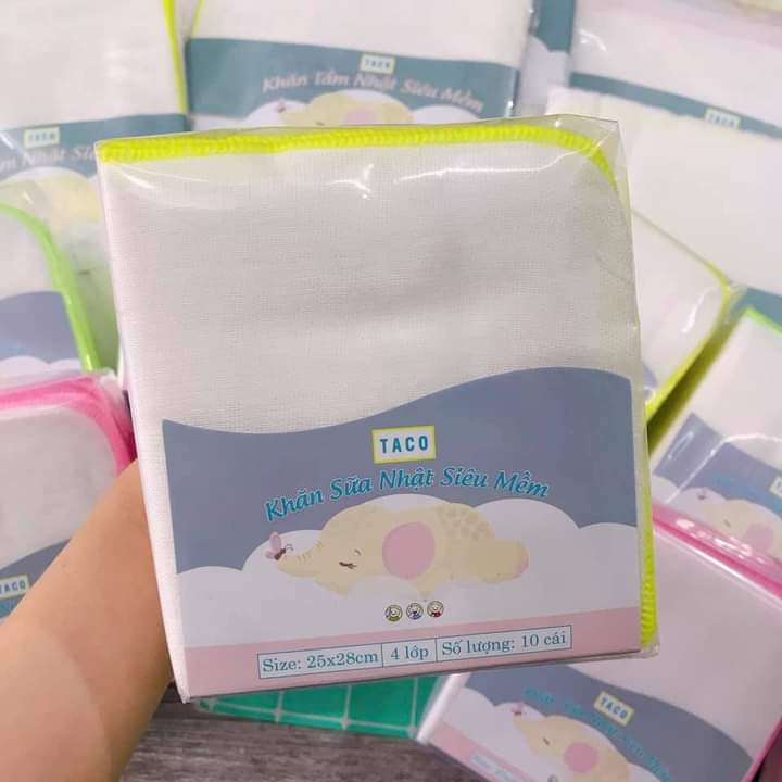 Khăn sữa, khăn xô 4 lớp cao cấp Siêu thấm hút-Mềm mịn-An toàn cho da bé - Taco