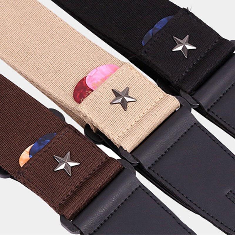 Electric Guitar Strap Acoustic Folk Guitarra Belt Straps Vintage Cross Personality Guitar Shoulder Straps with Pick Black Pocket