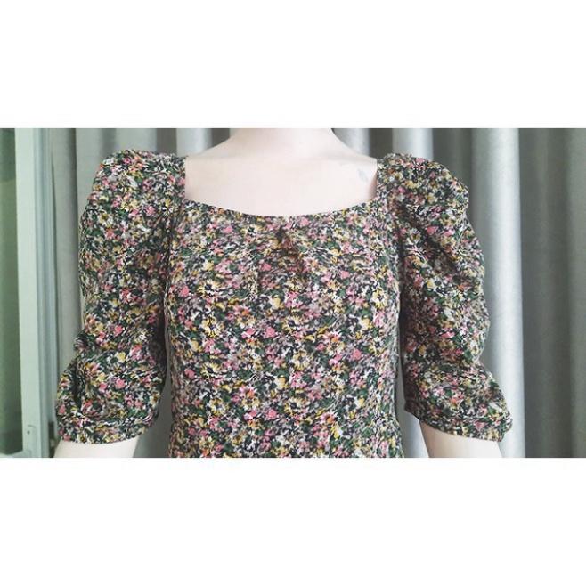 Đầm Váy Nữ Xòe Tay Bồng Cổ Vuông - MH0031