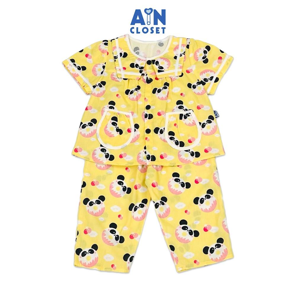 Bộ quần áo Dài tay ngắn bé gái họa tiết bánh Donut Gấu Trúc Vàng cotton - AICDBG1KGZCE - AIN Closet