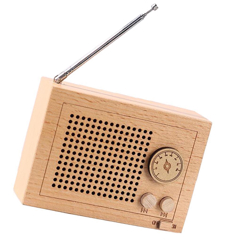 Wooden Music Box Retro Clockwork Radio Desktop Decoration Gift