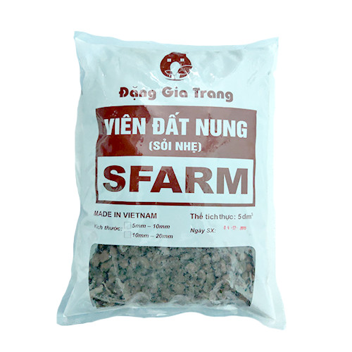 TÚI 5 DM3 - VIÊN ĐẤT NUNG SFARM - SIZE 5-10 MM - THÍCH HỢP SỬ DỤNG CHO THỦY CANH, AQUAPONIC, NUÔI CÁ - TRỘN VỚI ĐẤT GIÚP THÔNG THOÁNG