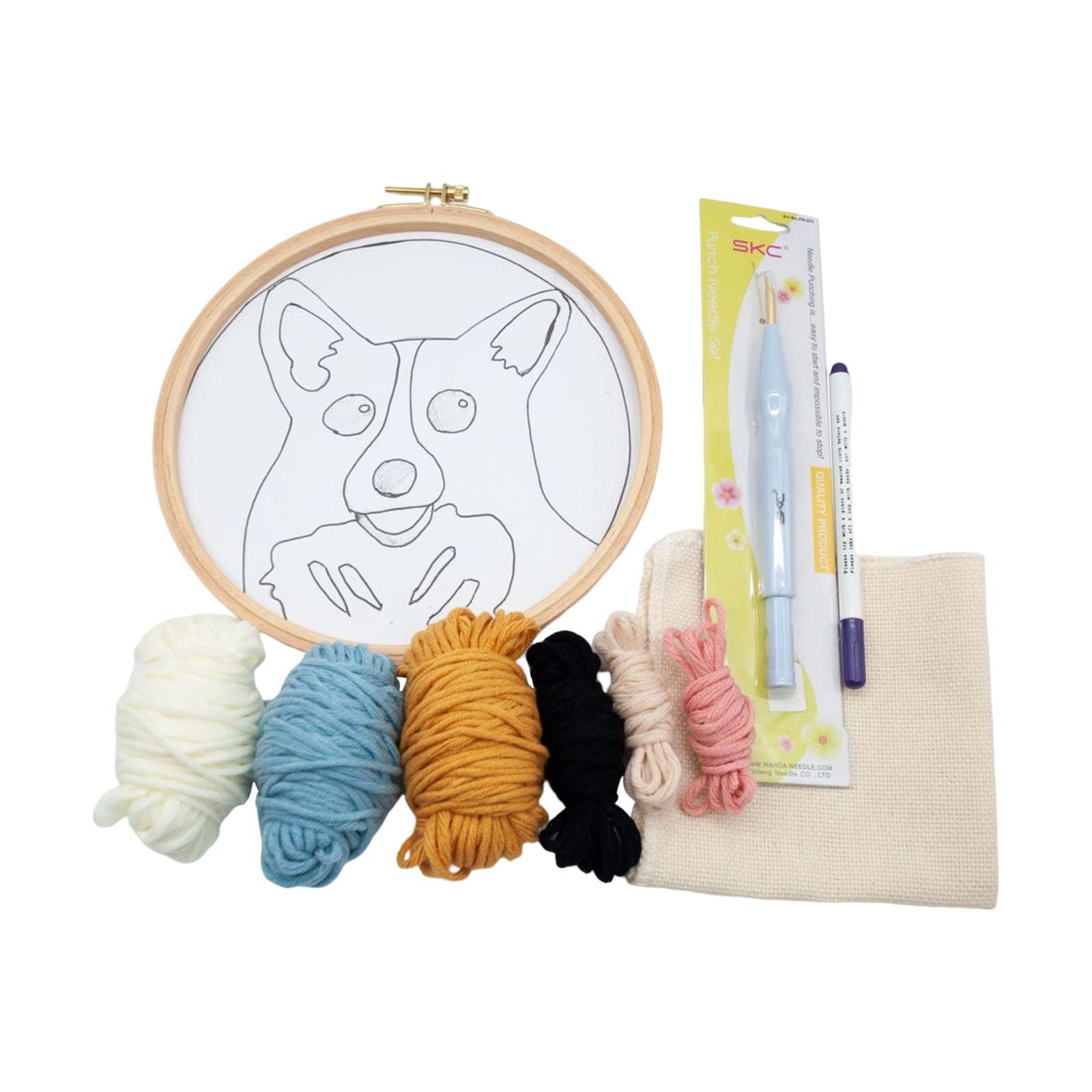 Punch Embroidery Starter Kits Cute Dog DIY Rug Punch Kit DIY Beginner