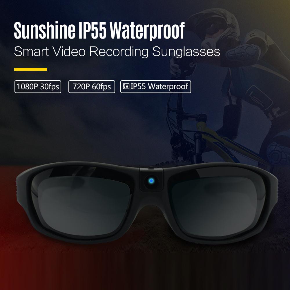 Kính Mát Camera Mini FHD 1080P IP55 Chống Nước Thể Thao Ngoài Trời UV400 Đeo Kính Mắt Đầu Ghi Hình Hành Động Kính Camera