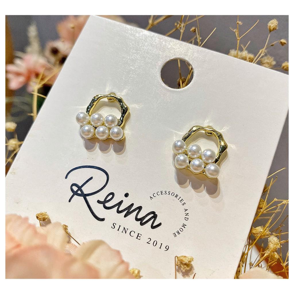 Khuyên tai nữ Baroque phOng cách Hàn Quốc bạc S925 Reina đính hạt cao cấp nữ tính