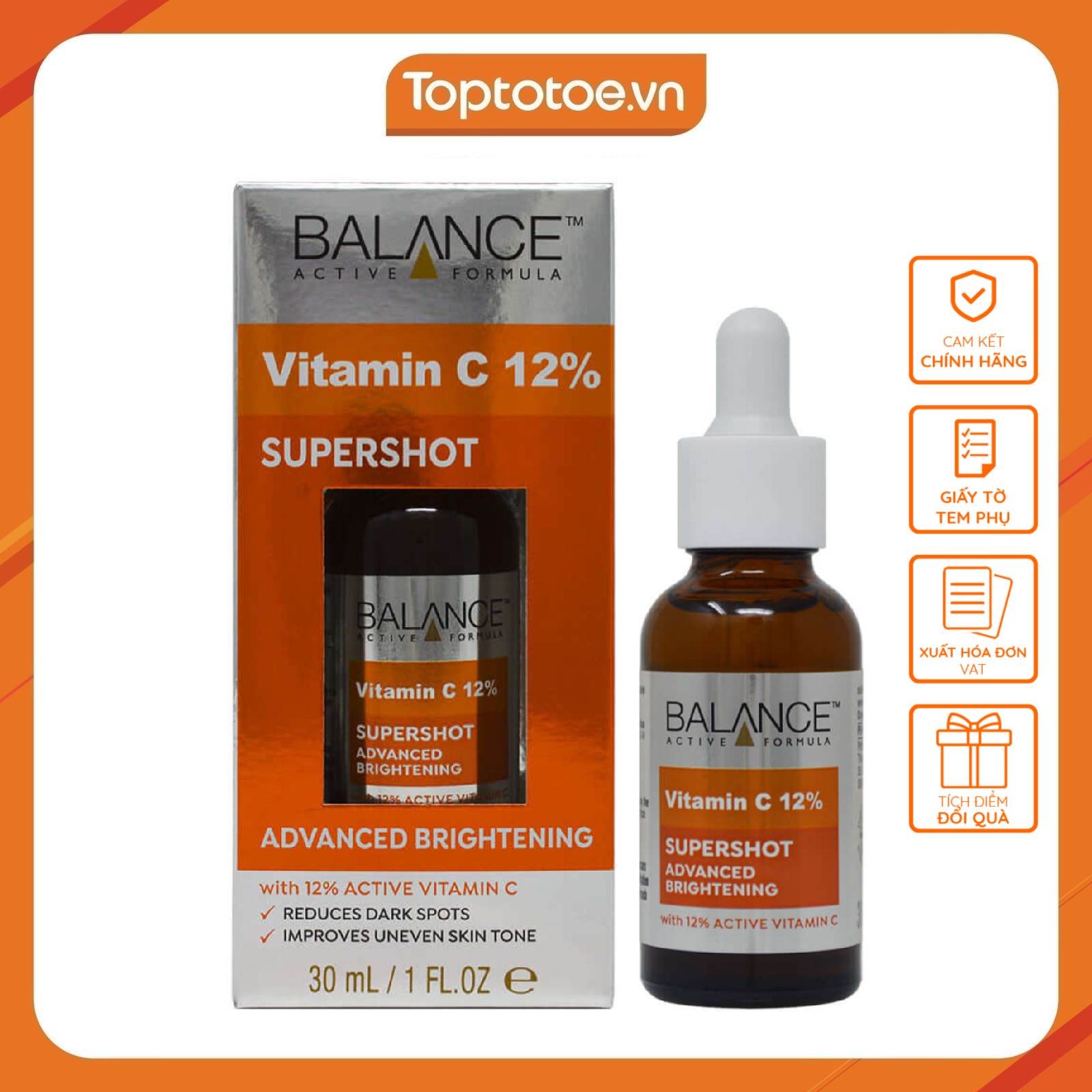 Tinh Chất Balance Active Formula Tinh Chất Trắng Da, Mờ Thâm, Dưỡng Ẩm Niacinamide/Vitamin C/Hyaluronic 30ml