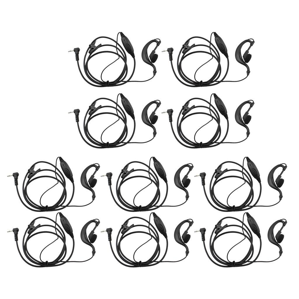 10x 1 Pin G Shape Clip-Ear Ear Hook Earpiece Headset PTT Mic for