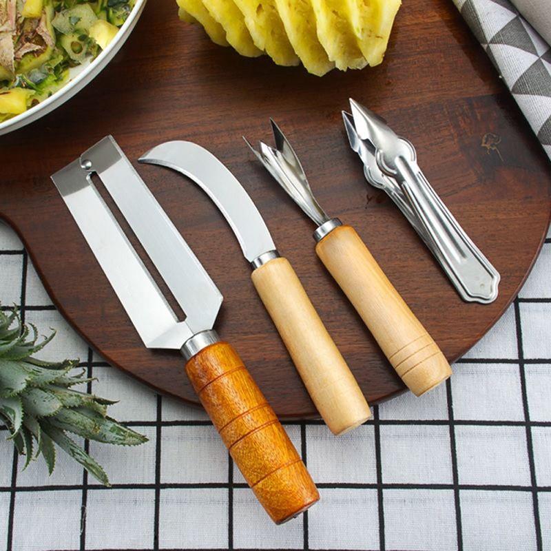 【Có hàng sẵn】4Pcs/Set Dụng Cụ Cắt Dứa Bằng Thép Không Gỉ