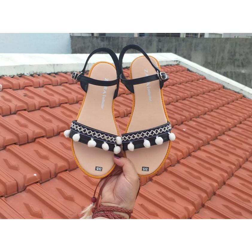 Dép Sandal phối Thổ Cẩm Boho Vintage