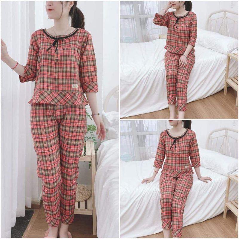 Quần áo đồ bộ cổ nơ 2 màu sang đẹp