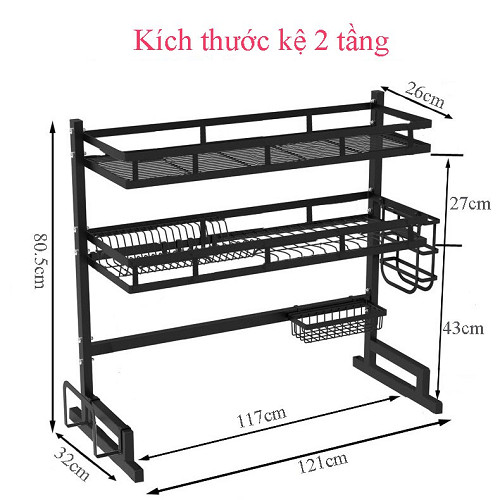 Kệ Úp Chén Bát Đa Năng Trên Chậu Rửa Bát Mẫu Mới Dài 121cm