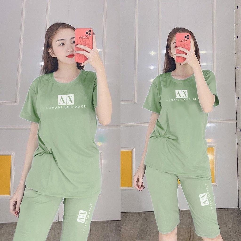 Đồ bộ mặc nhà nữ quần lửng bigsize mùa hè thun cotton thể thao đẹp dễ thương cute trung niên mặc ngủ đi chơi DBN04