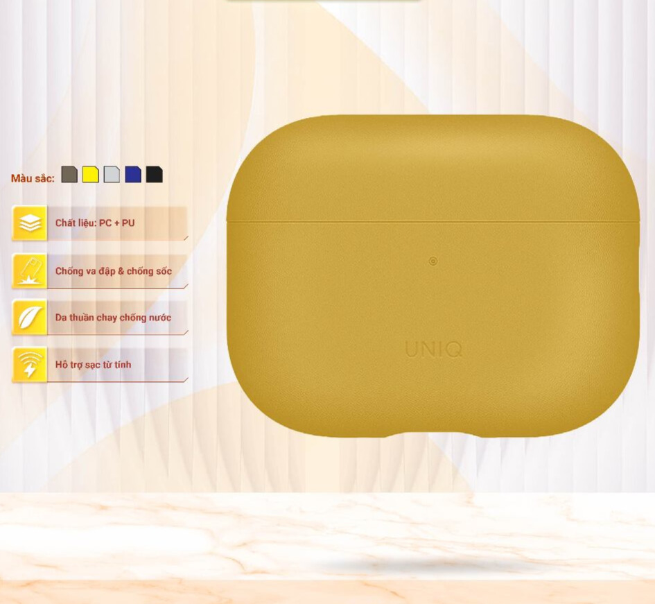 Ốp Bảo Vệ Da Chống Sốc Uniq Lyden Vex Cho Tai Nghe Airpods Pro 3_ Hàng chính hãng
