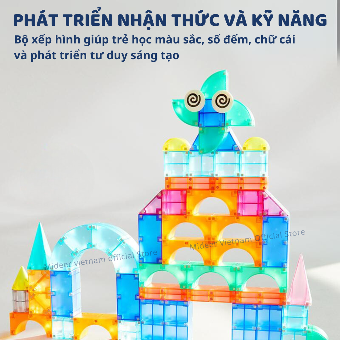 Đồ chơi nam châm ánh sáng hình khối Mideer Creative Magnetic Building Blocks