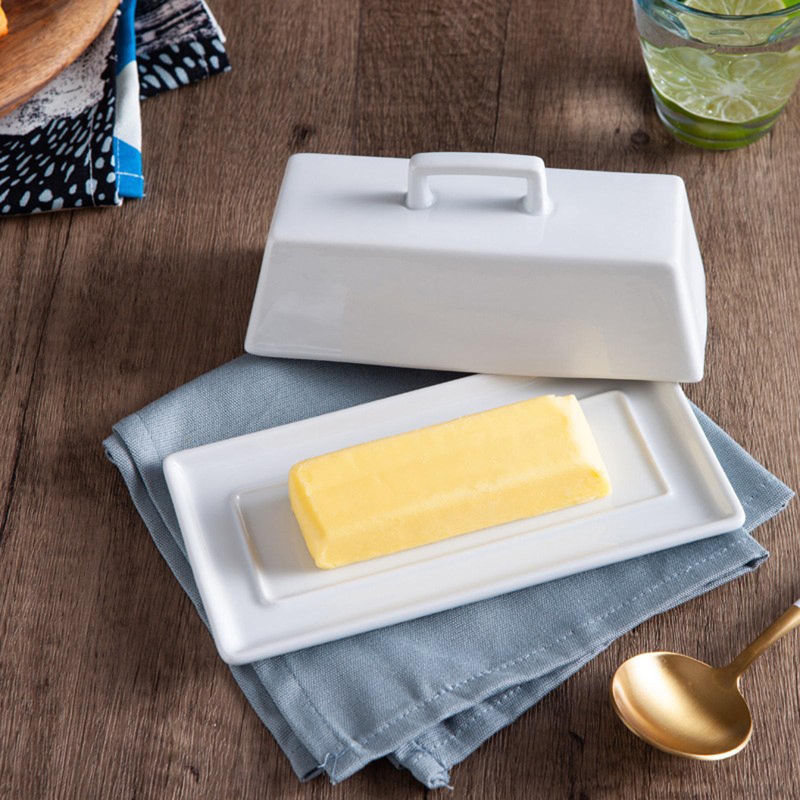 Ceramic Container Porcelain Kitchen Covered Butter Dish for Fridge Counter