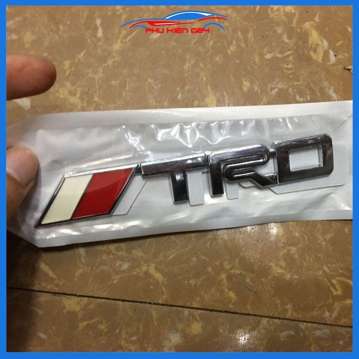 Logo tem dán chữ nổi TRD dùng dán đuôi cho xe ô tô hai màu đen mạ crom