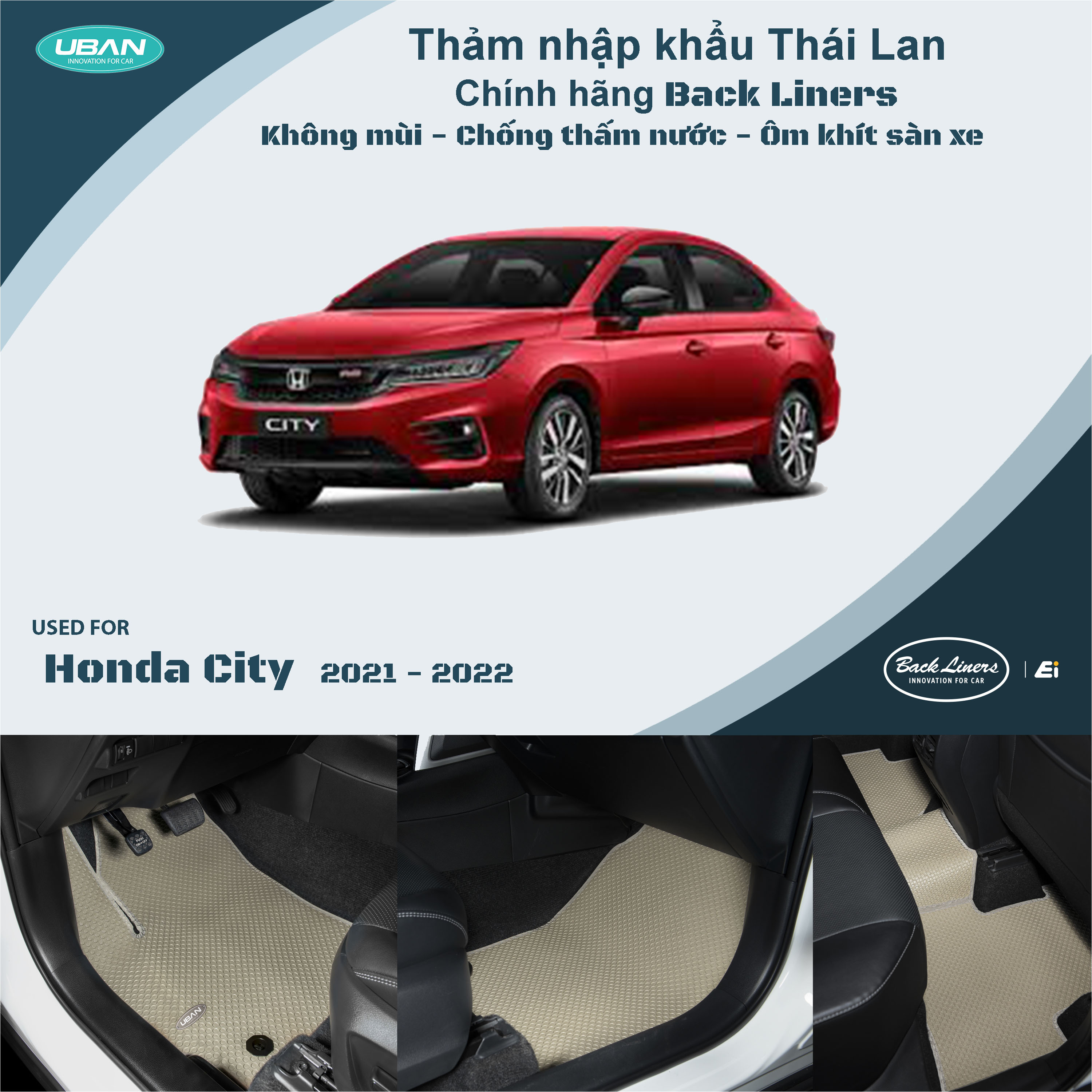 Thảm lót sàn ô tô UBAN cho xe Honda City - Nhập khẩu Thái Lan