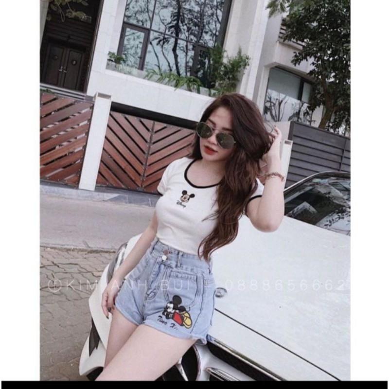 áo croptop phối viền mickey