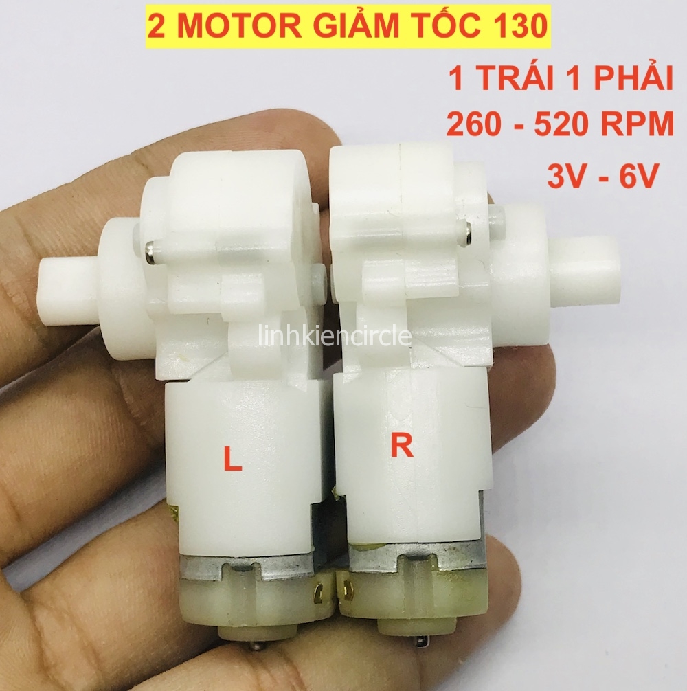 2 Motor giảm tốc mini 1 TRÁI 1 PHẢI 130 3V - 6V tốc độ 260 - 520 Vòng - KG006